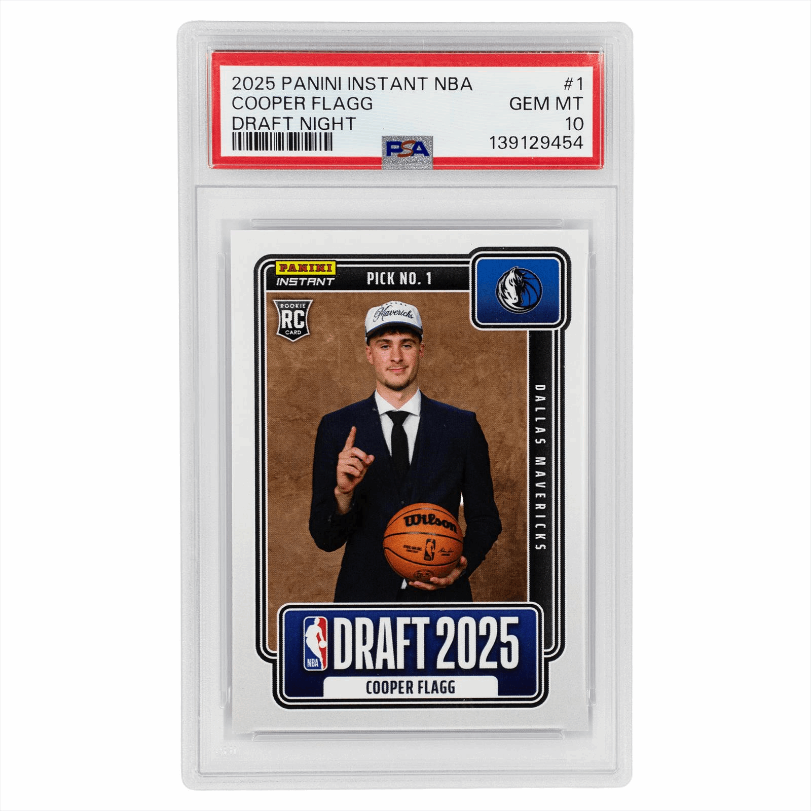 2025 Panini Instant NBA Cooper Flagg Draft Night #1 PSA GEM MT 10 Cert #139129454