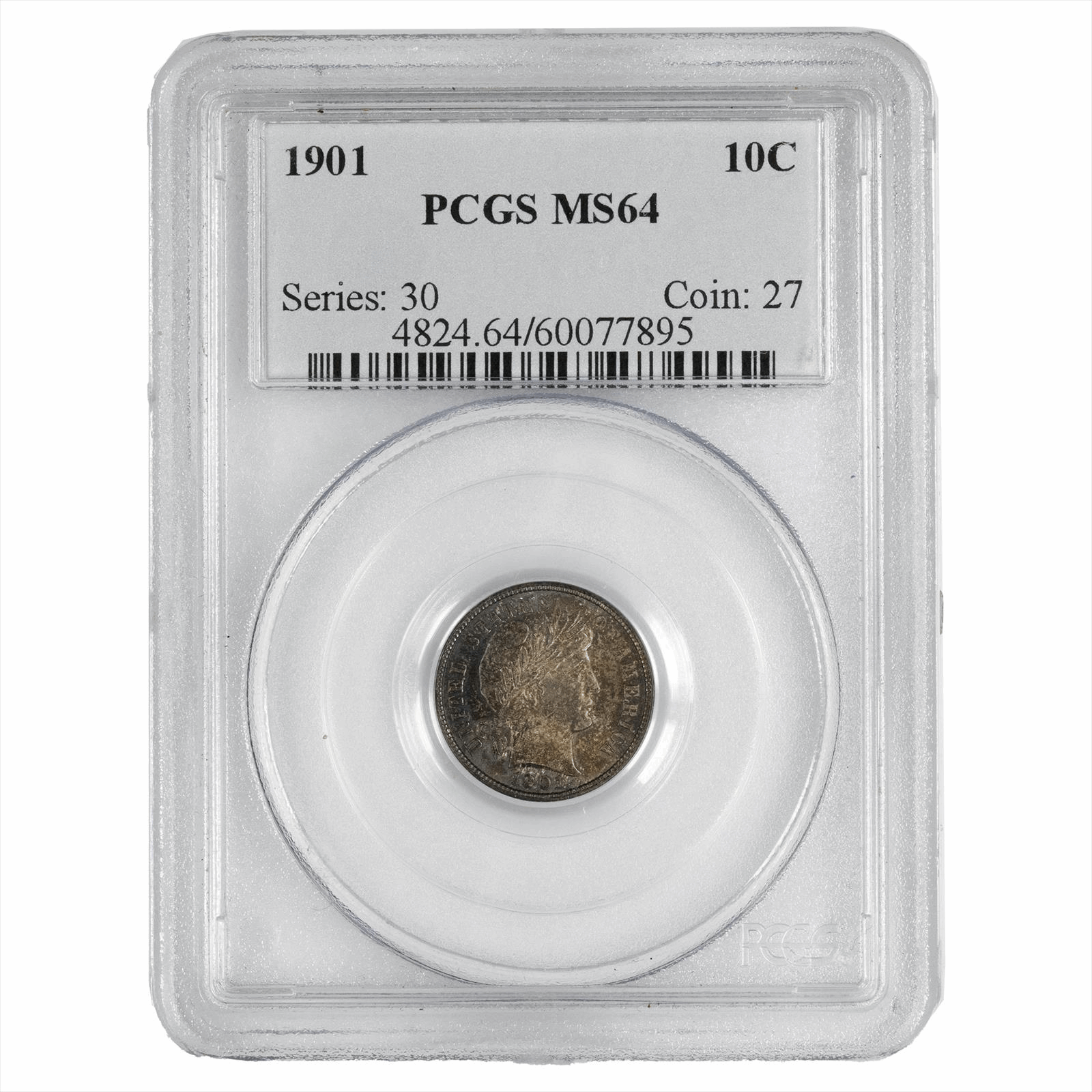 1901 Barber Dime 10c PCGS MS 64 Select BU