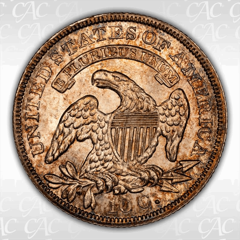 1837 Capped Bust 10c CACG MS 65