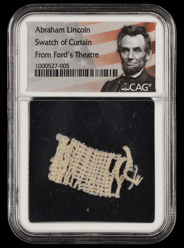 Abraham Lincoln Swatch of Curtain from Fords Theatre 