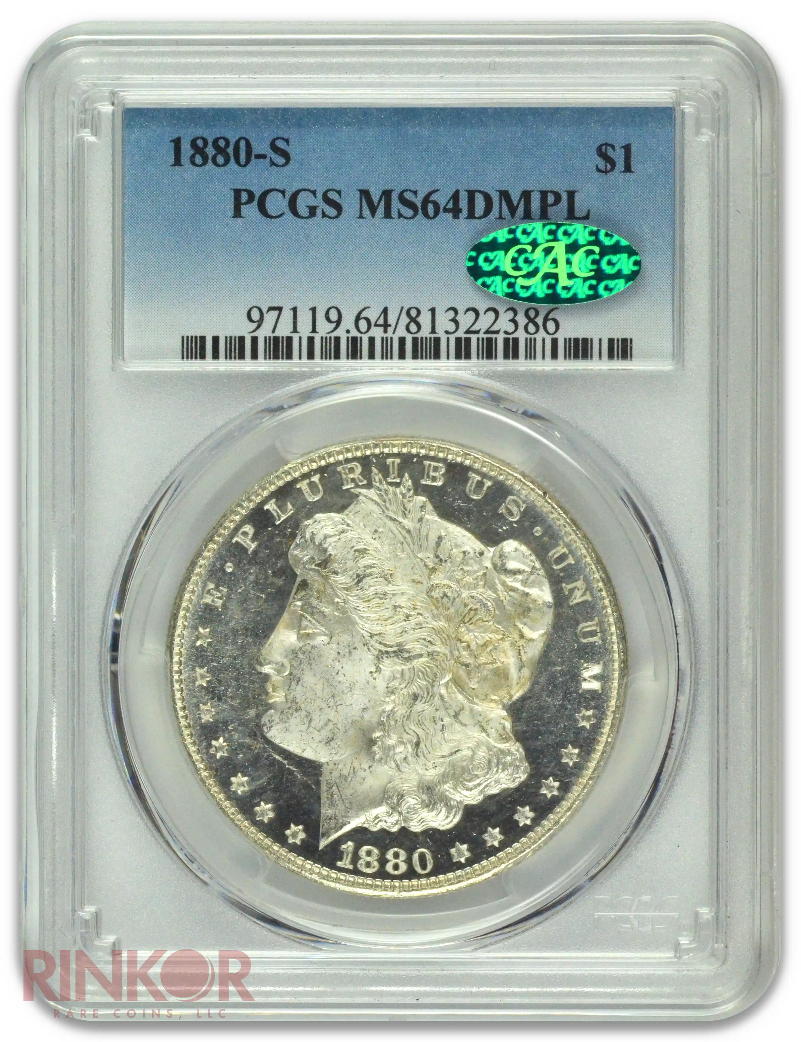 1880-S $1 Morgan Dollar PCGS MS 64 DMPL CAC