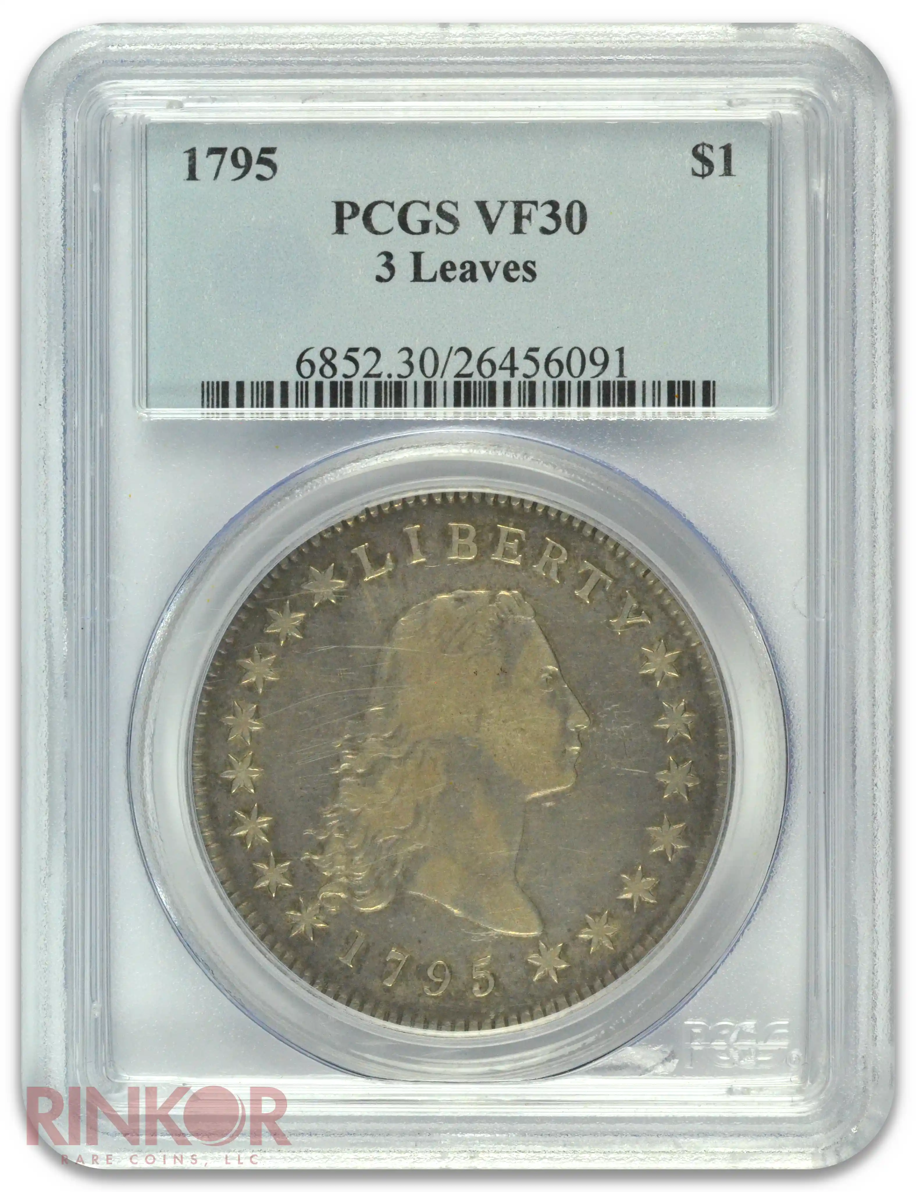 1795 $1 3 Leaves Flowing Hair Dollar PCGS VF-30