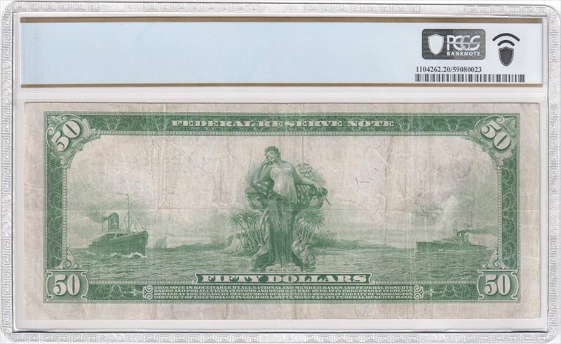 Fr. 1035 1914 $50 Federal Reserve BN Philadelphia PCGS VF20