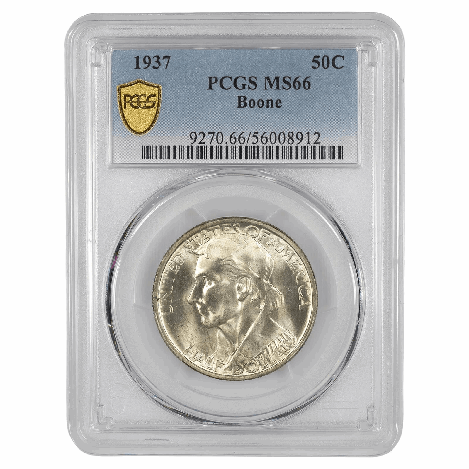 1937 Boone Commemorative Half Dollar 50C PCGS MS 66