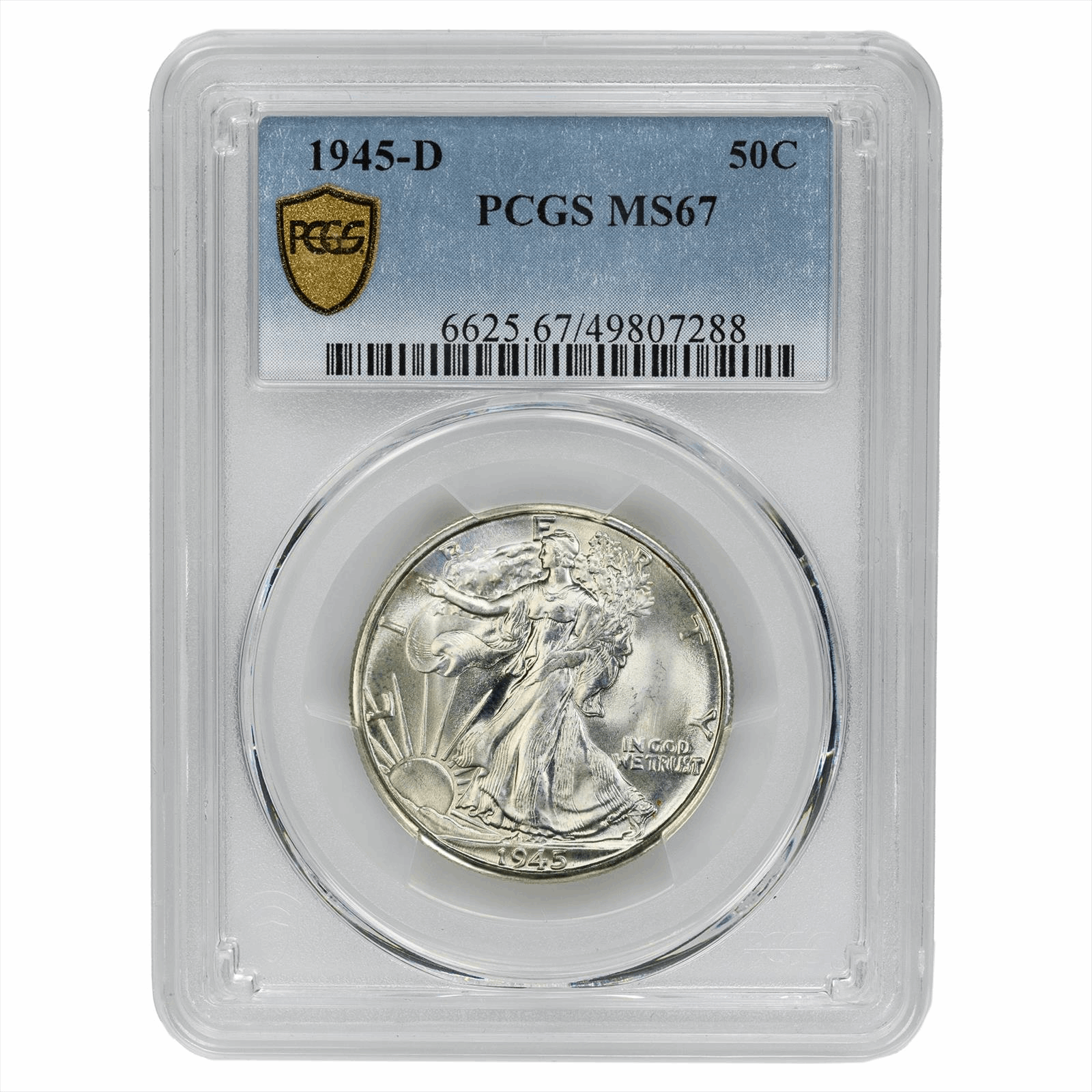 1945-D Walking Liberty Half Dollar 50C PCGS MS 67
