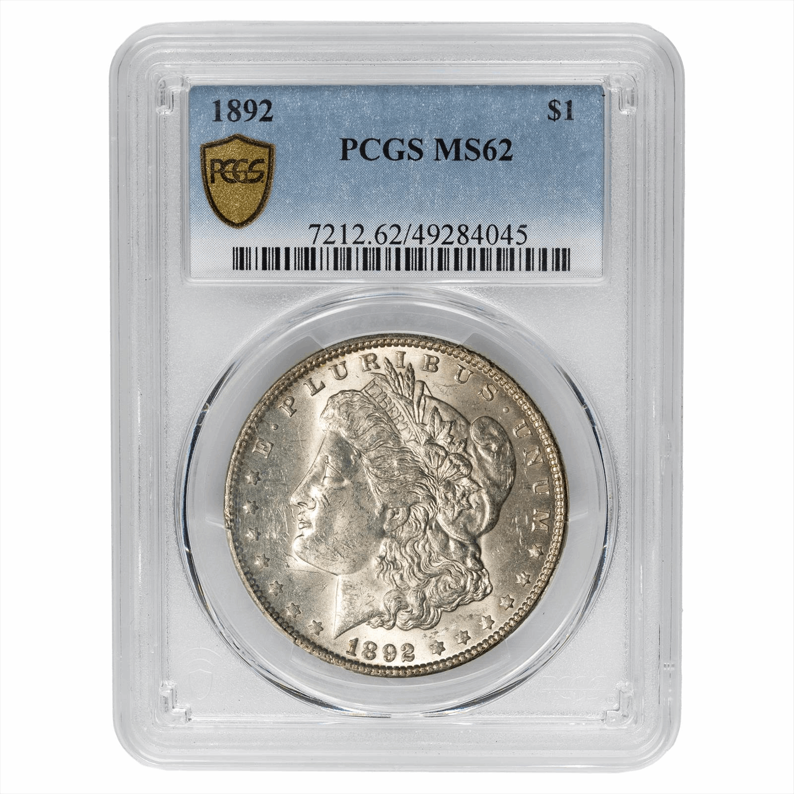1892 Morgan Silver Dollar $1 PCGS MS 62