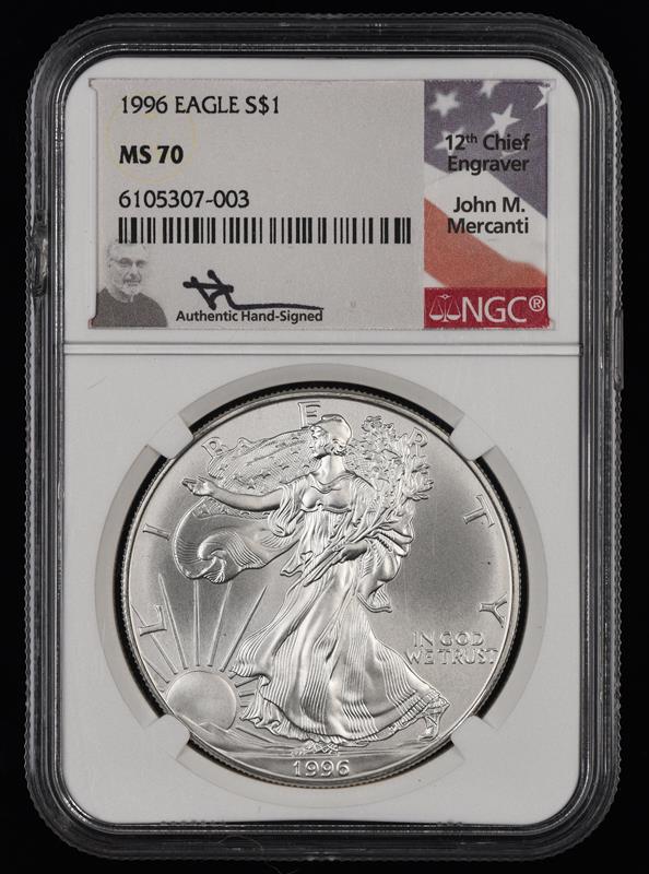 1996 Eagle S$1 John Mercanti Signature Label NGC  MS 70