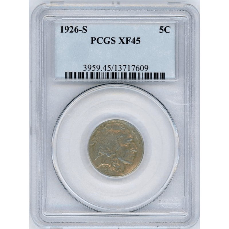 1926-S 5c Buffalo Nickel - PCGS XF45 - Key Date!