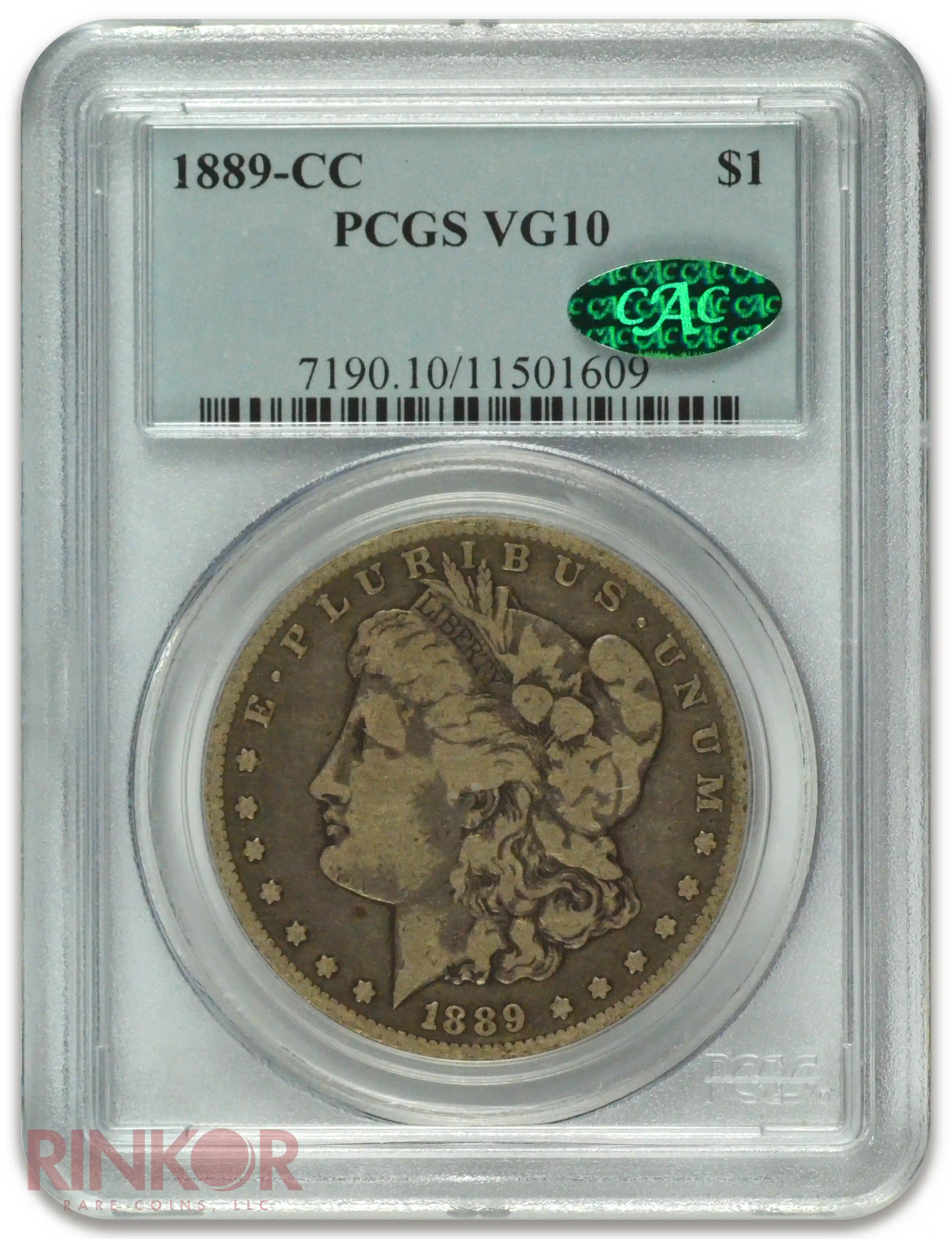 1889-CC $1 Morgan Dollar PCGS VG-10 CAC