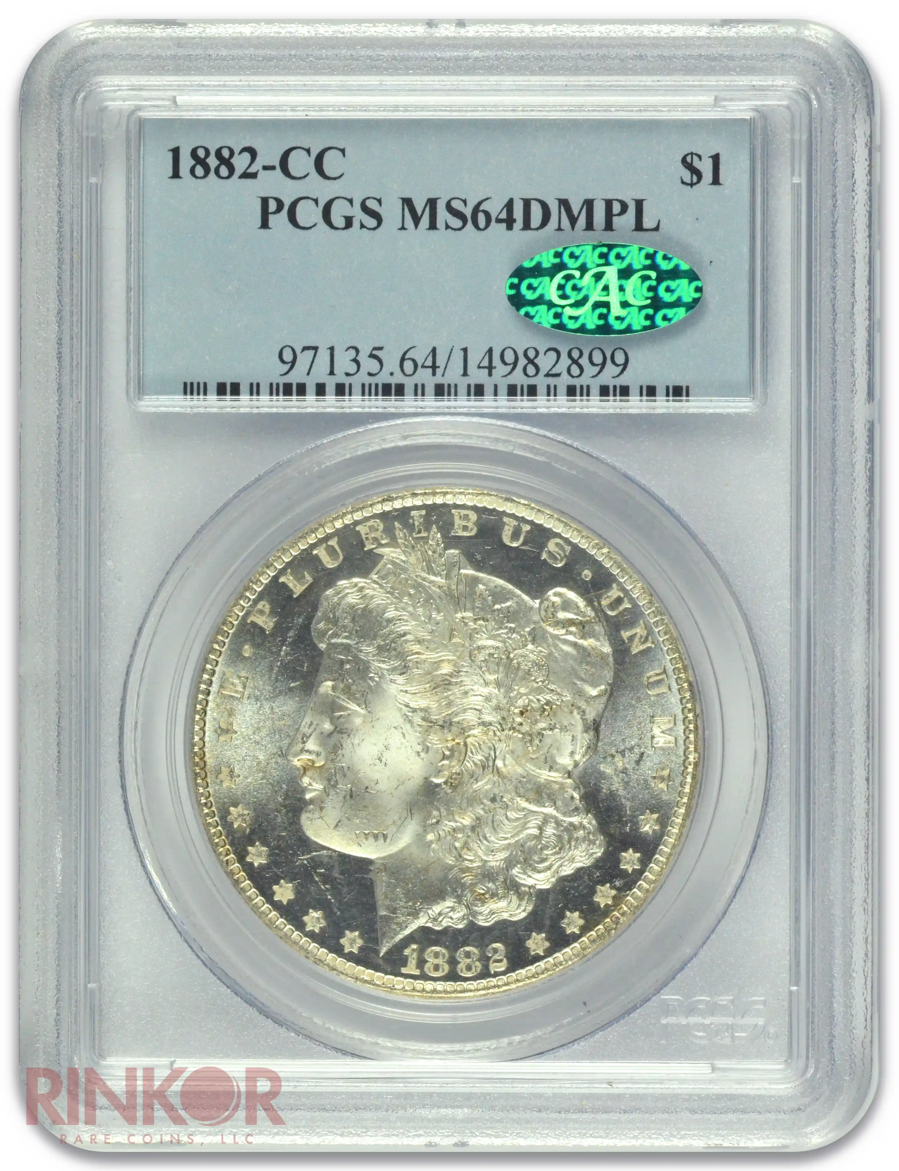 1882-CC $1 Morgan Dollar PCGS MS 64 DMPL CAC