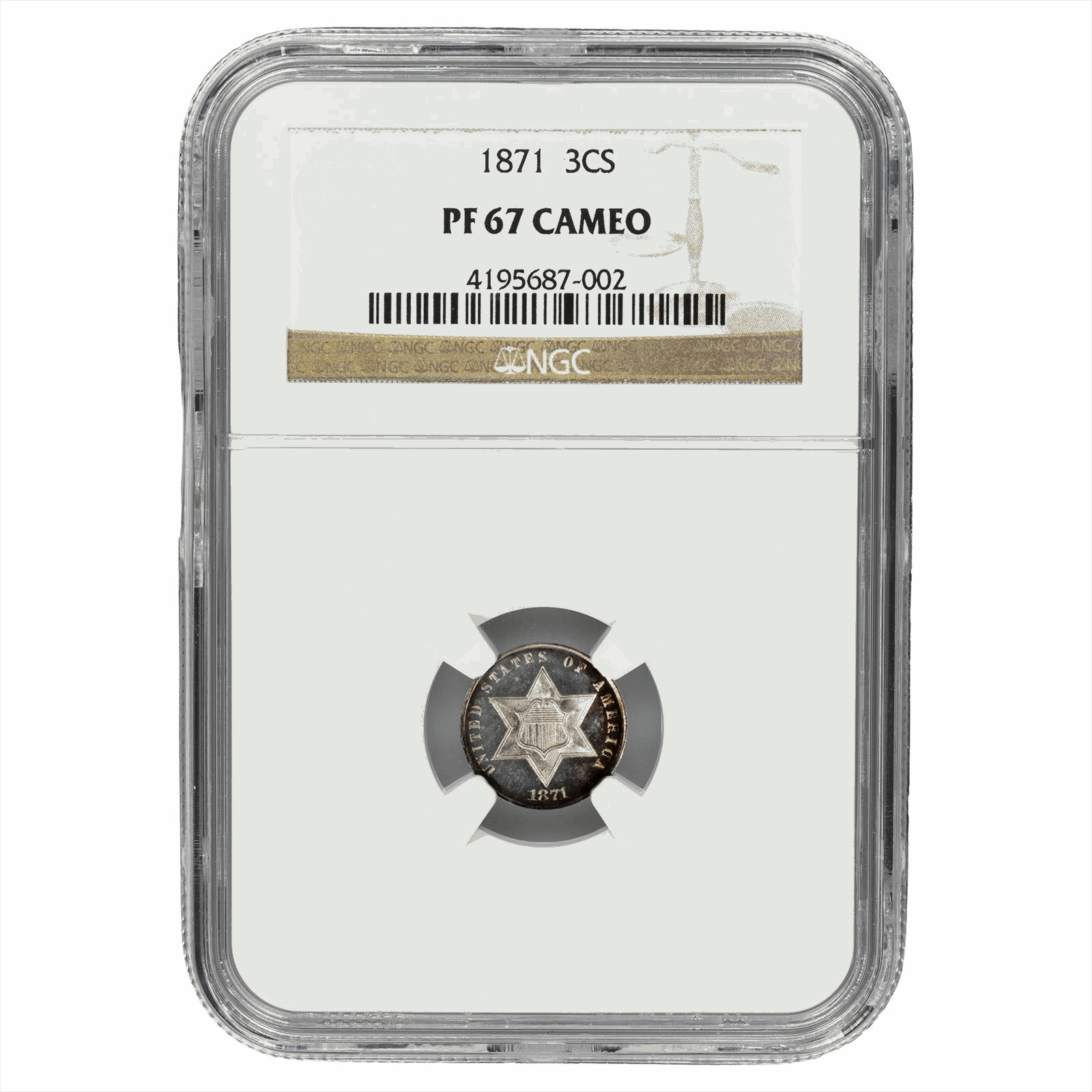 1871 Three Cent Silver 3CS NGC PF 67 CAM