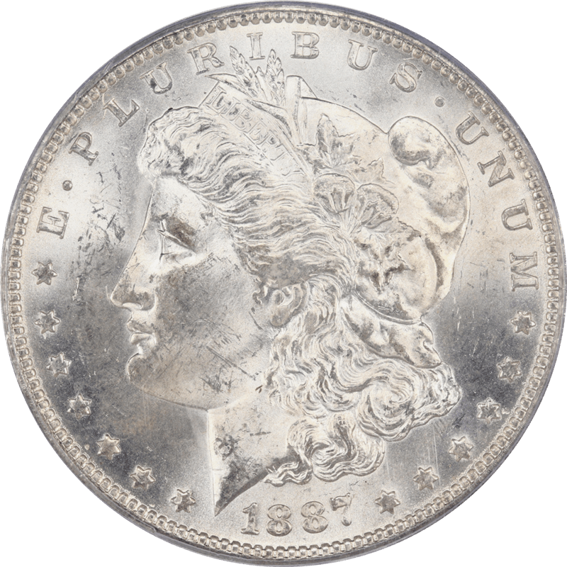 1887-O  Morgan Silver Dollar $1, PCGS MS64 - Nice White Coin