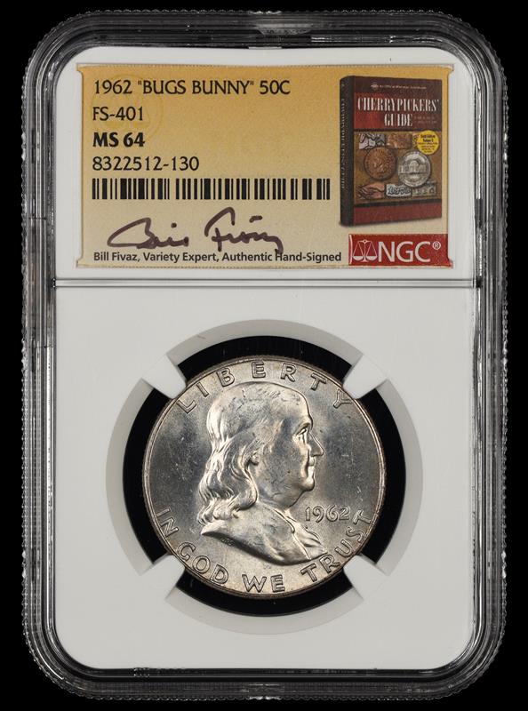 1962 Bugs Bunny 50c FS-401 Bill Fivaz Signature Label NGC  MS64