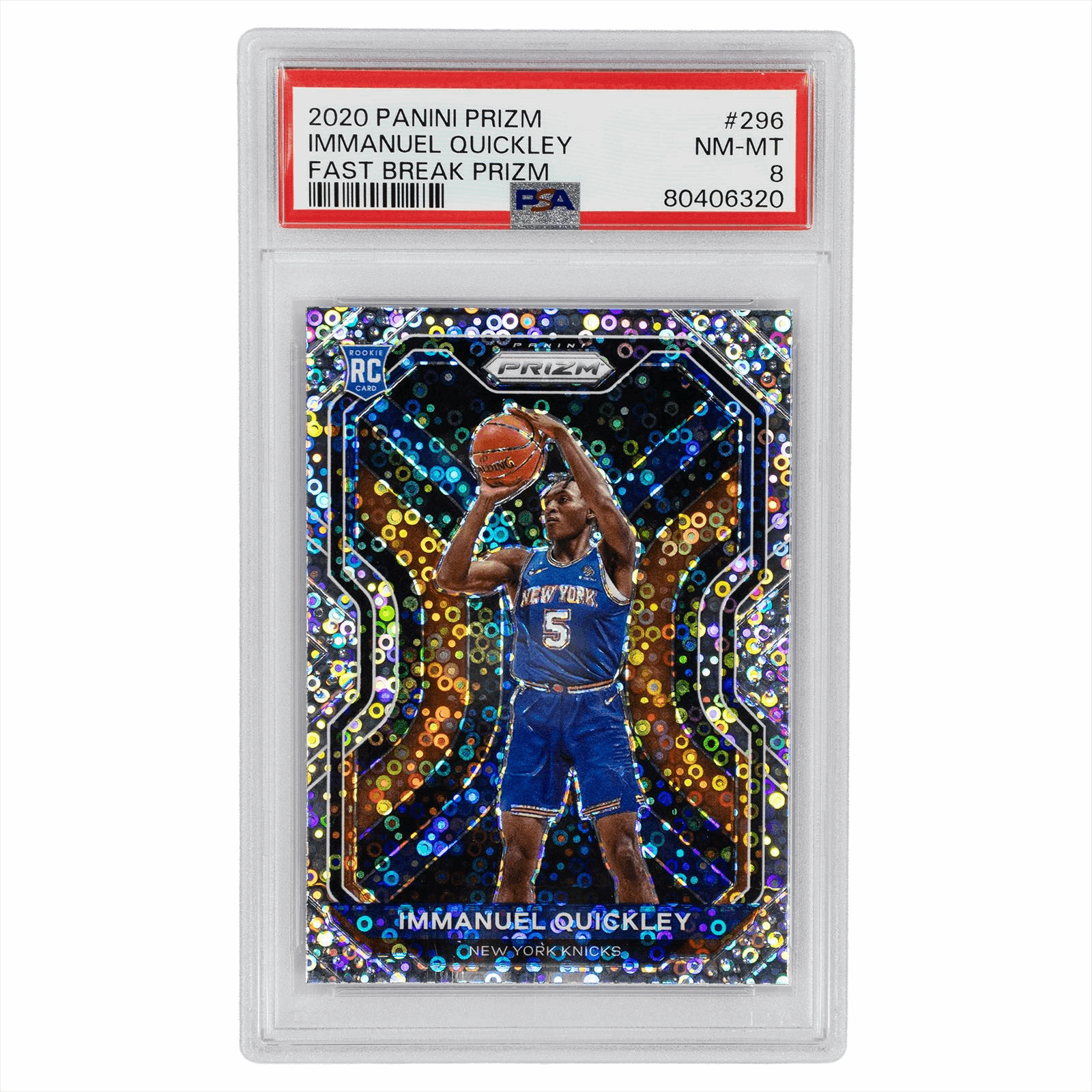 2020 Panini Prizm Immanuel Quickley Fast Break Prizm #296 PSA NM-MT 8 Cert #80406320