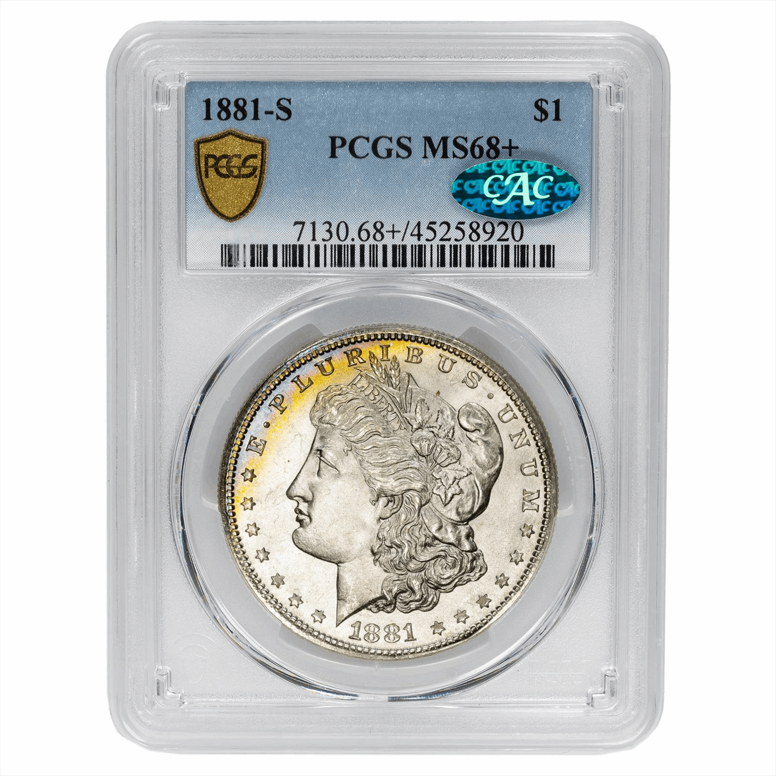 1881-S Morgan Silver Dollar $1 PCGS MS 68+ CAC