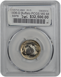 1936-D Buffalo PCGS MS 68