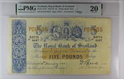 P-317b 1918-42 Scotland Five Pounds PMG VF20 