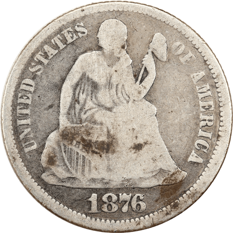 1876 Seated Liberty Dime 10c Circulated, Good - Original