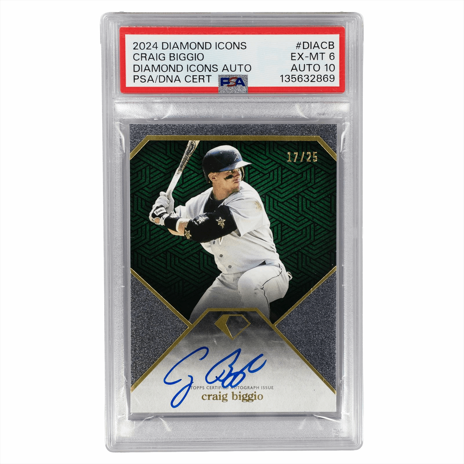 2024 Topps Diamond Icons Craig Biggio #DIACB PSA EX-MT 6 AUTO 10