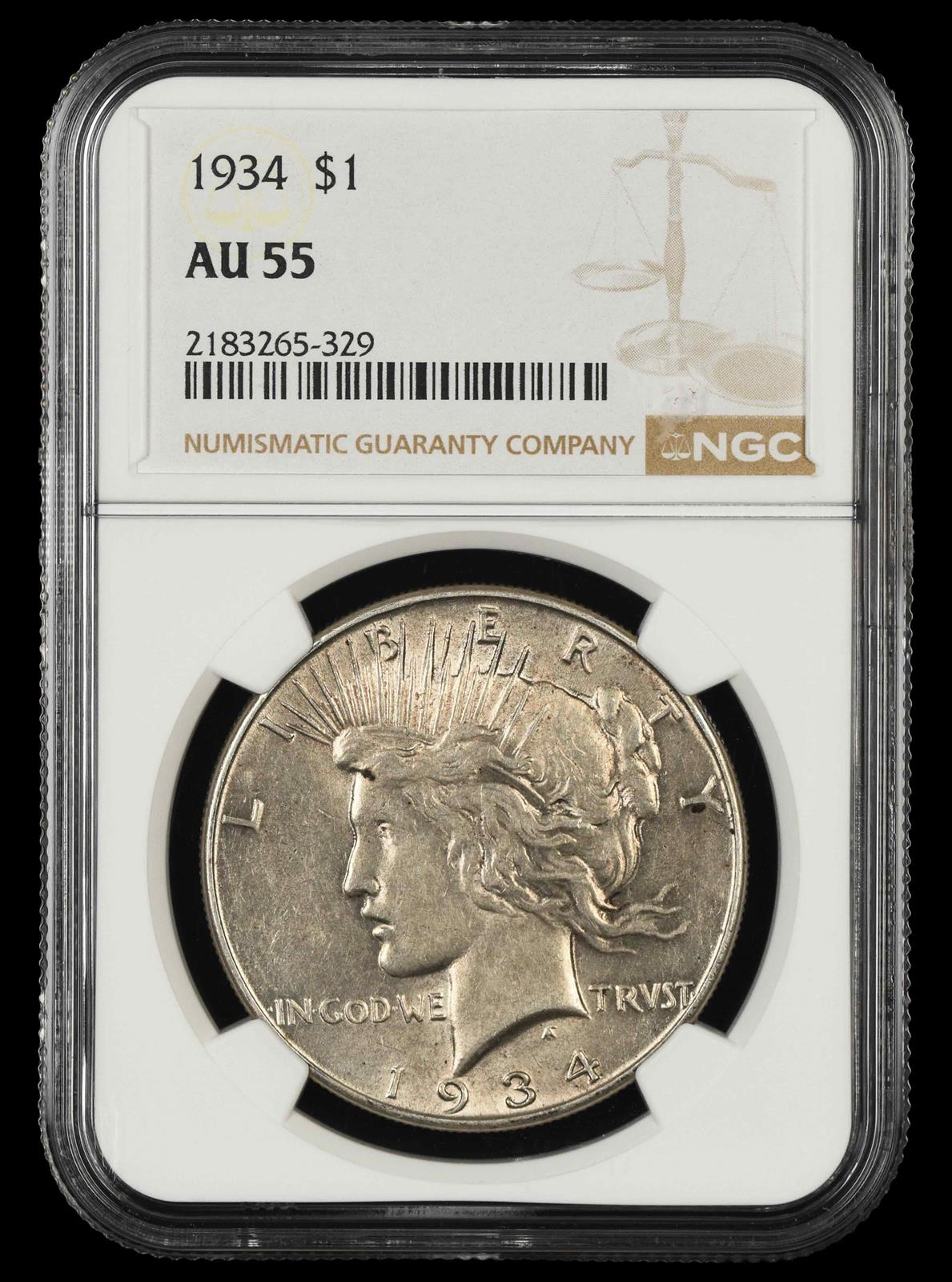 1934 $1 NGC  AU55