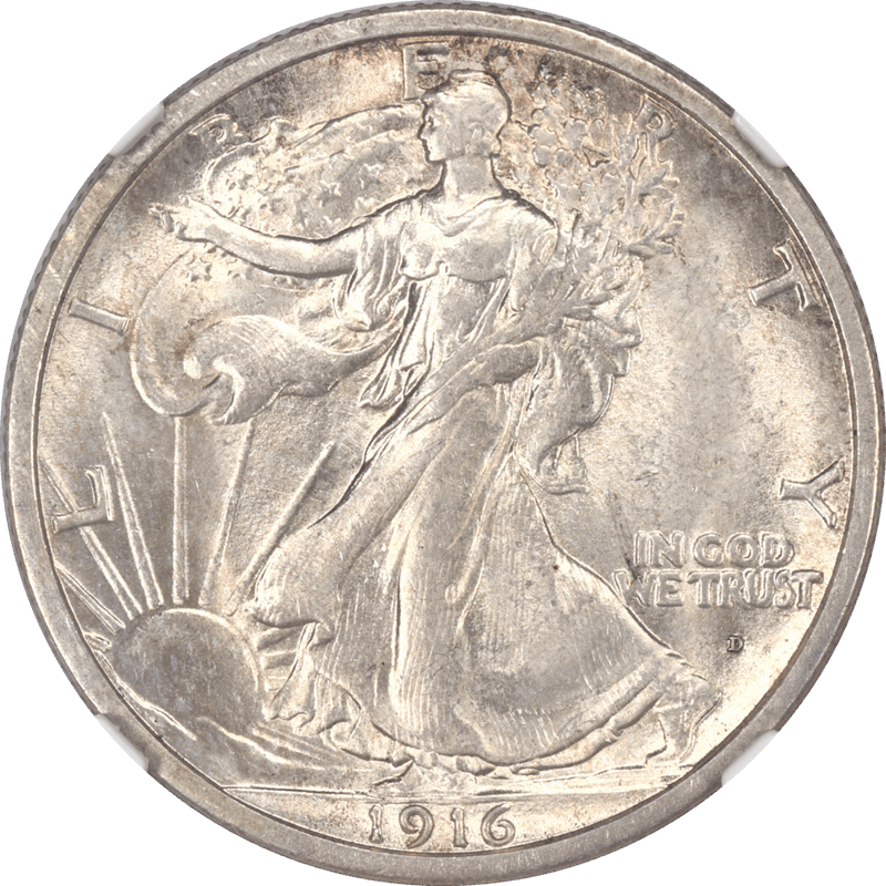 1916-D Walking Liberty Half Dollar 50c NGC MS 62 - Nice Original Coin