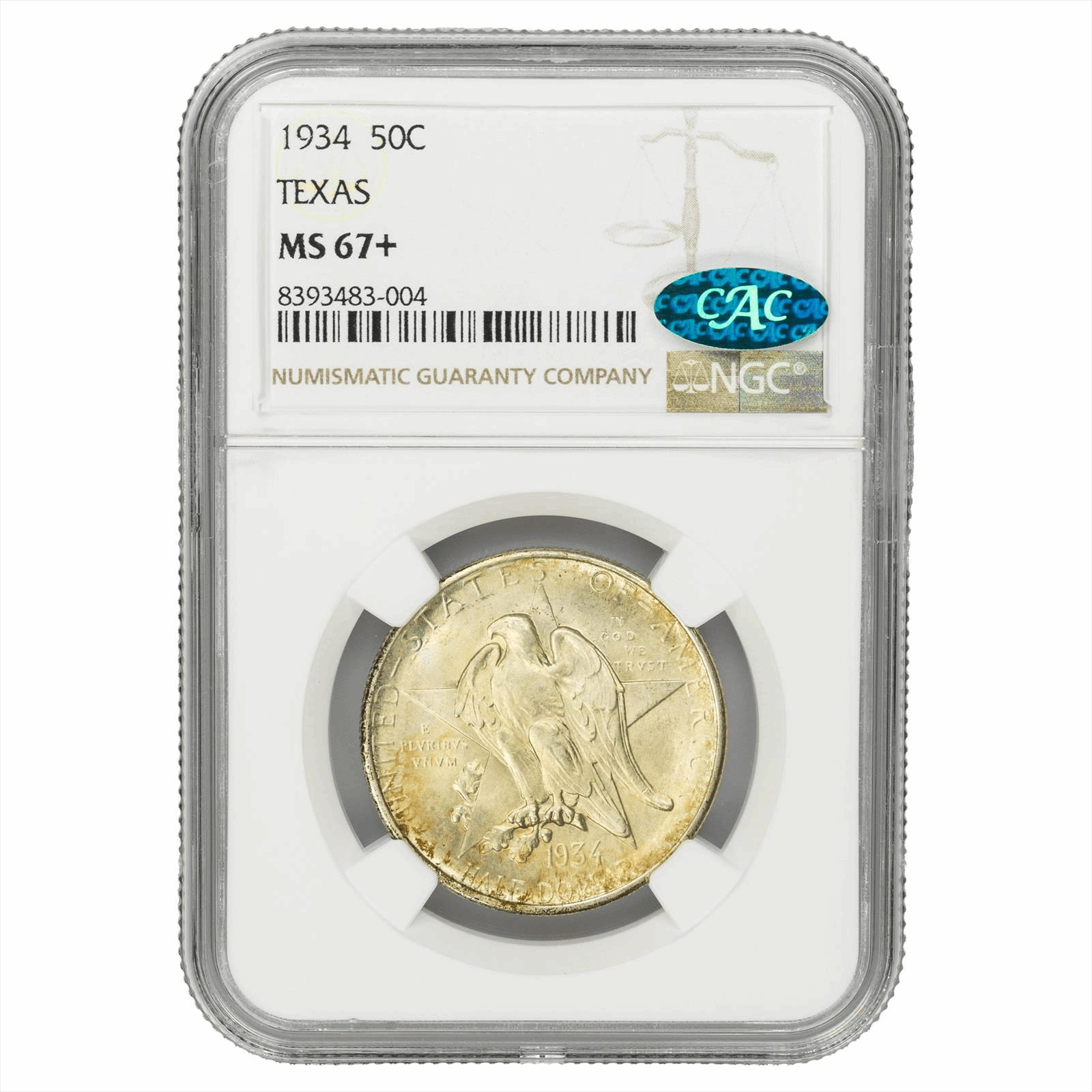 1934 Texas Commemorative Half Dollar 50C NGC MS 67+ CAC