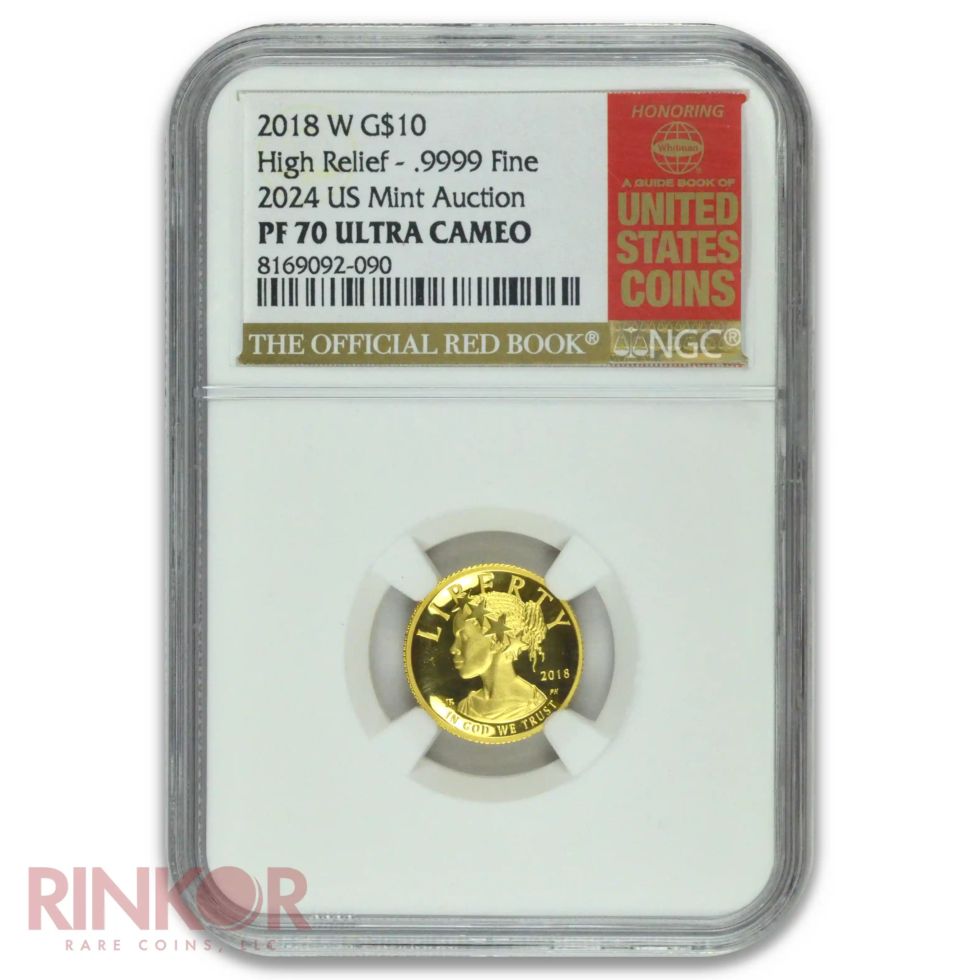 2018-W 1/10thoz American Liberty Gold High Relief US Mint Auction NGC PF 70
