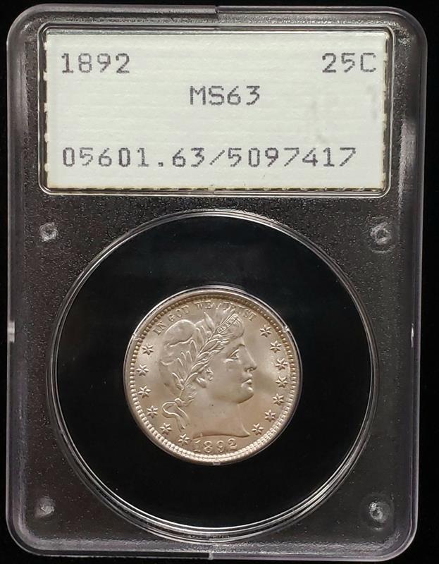 1892 Barber PCGS MS 63 OGH RATTLER