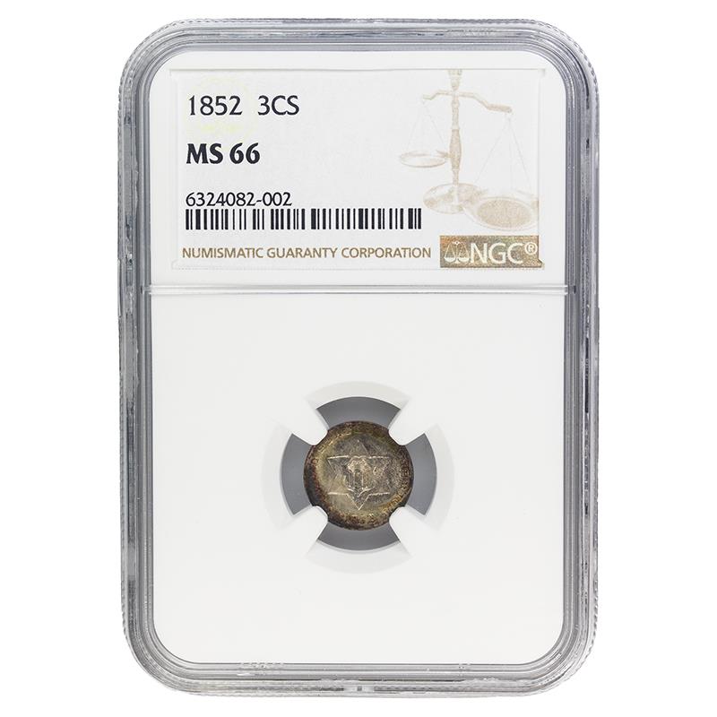 1852 Three Cent Piece, 3CS NGC MS 66 