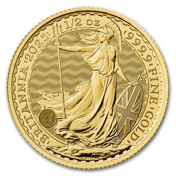 2025 $50 Pound 1/2oz. Great Britian Gold Britannia, BU 