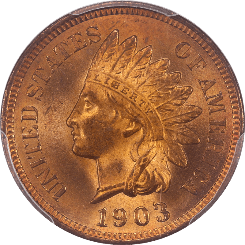 1903 Indian Cent 1c PCGS MS64+RD CAC