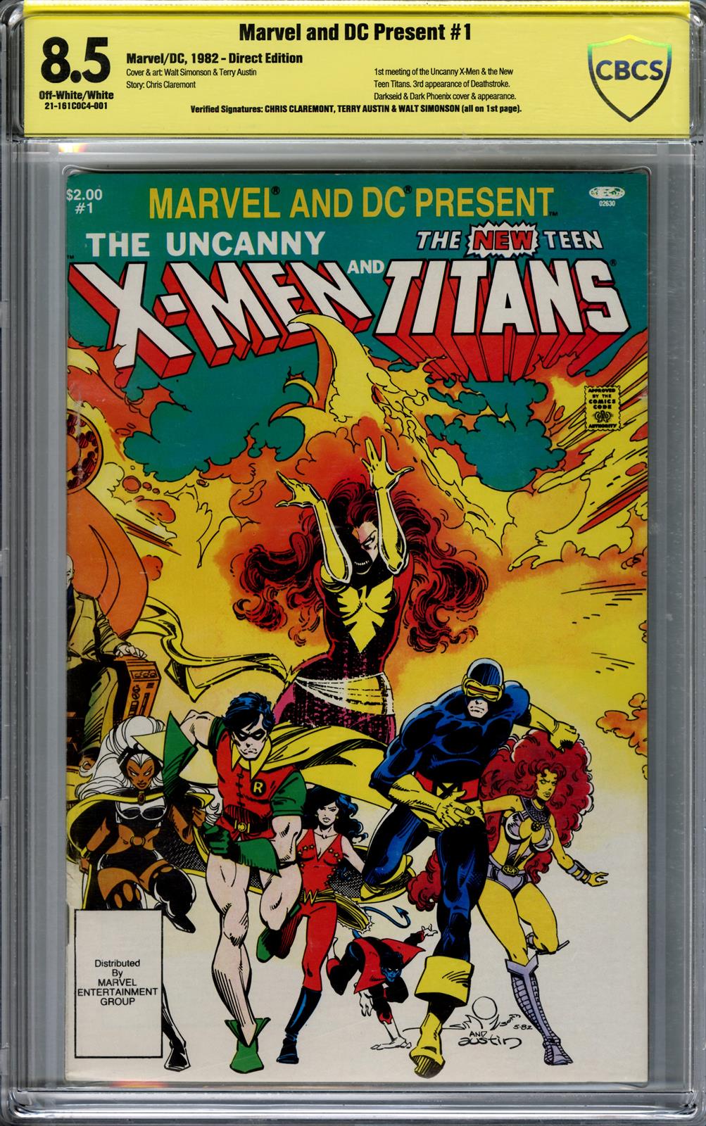 Marvel and DC Presents #1 CBCS 8.5 (Marvel/DC, 1982) Signed by Chris Claremont, Terry Austin, Walt Simonson 