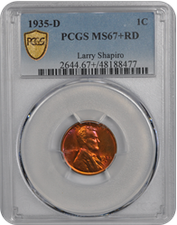 1935-D Lincoln PCGS RD 67+