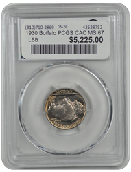 1930 Buffalo PCGS CAC MS 67