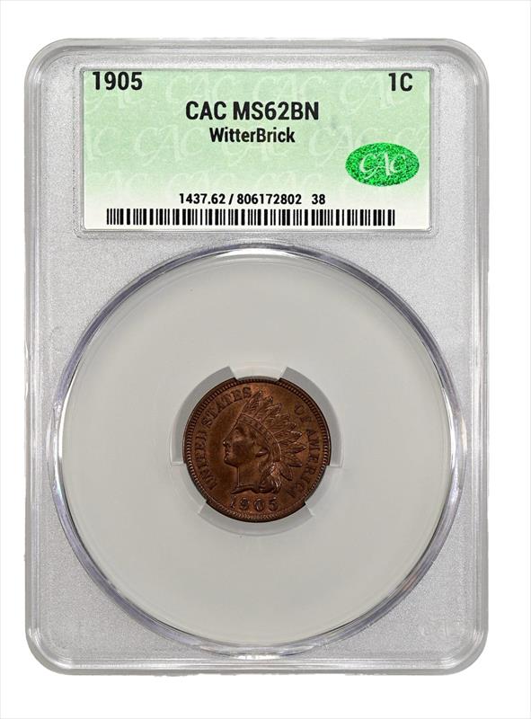 1905 1c CACG MS 62 BN WitterBrick