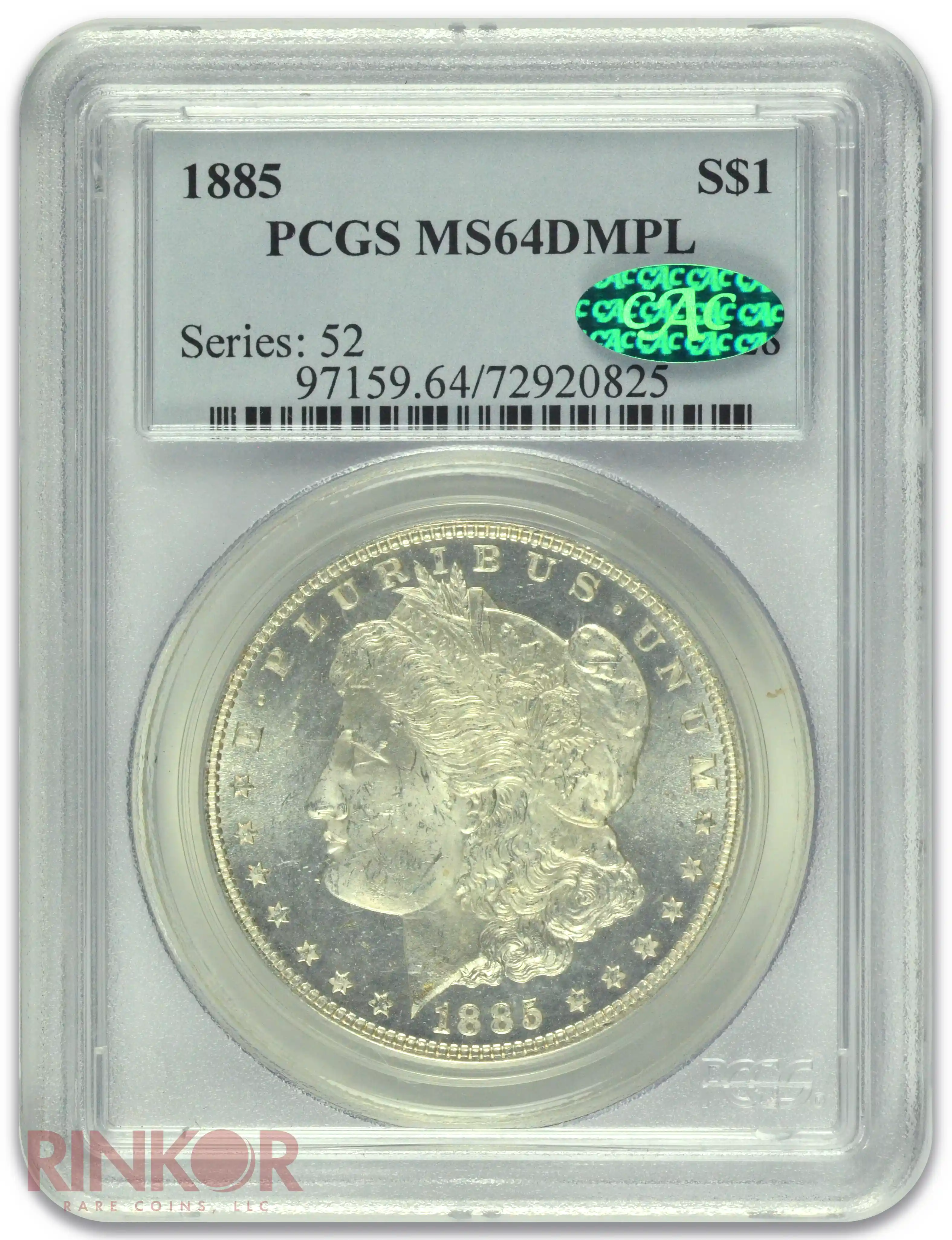 1885 $1 Morgan Dollar PCGS MS 64 DMPL CAC