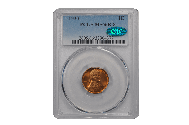 1930 1C Lincoln Cent - Type 1 Wheat Reverse PCGS RD (CAC) #3473-2 MS66