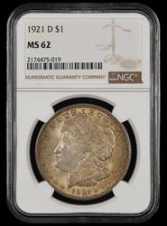 1921 D $1 NGC MS 62