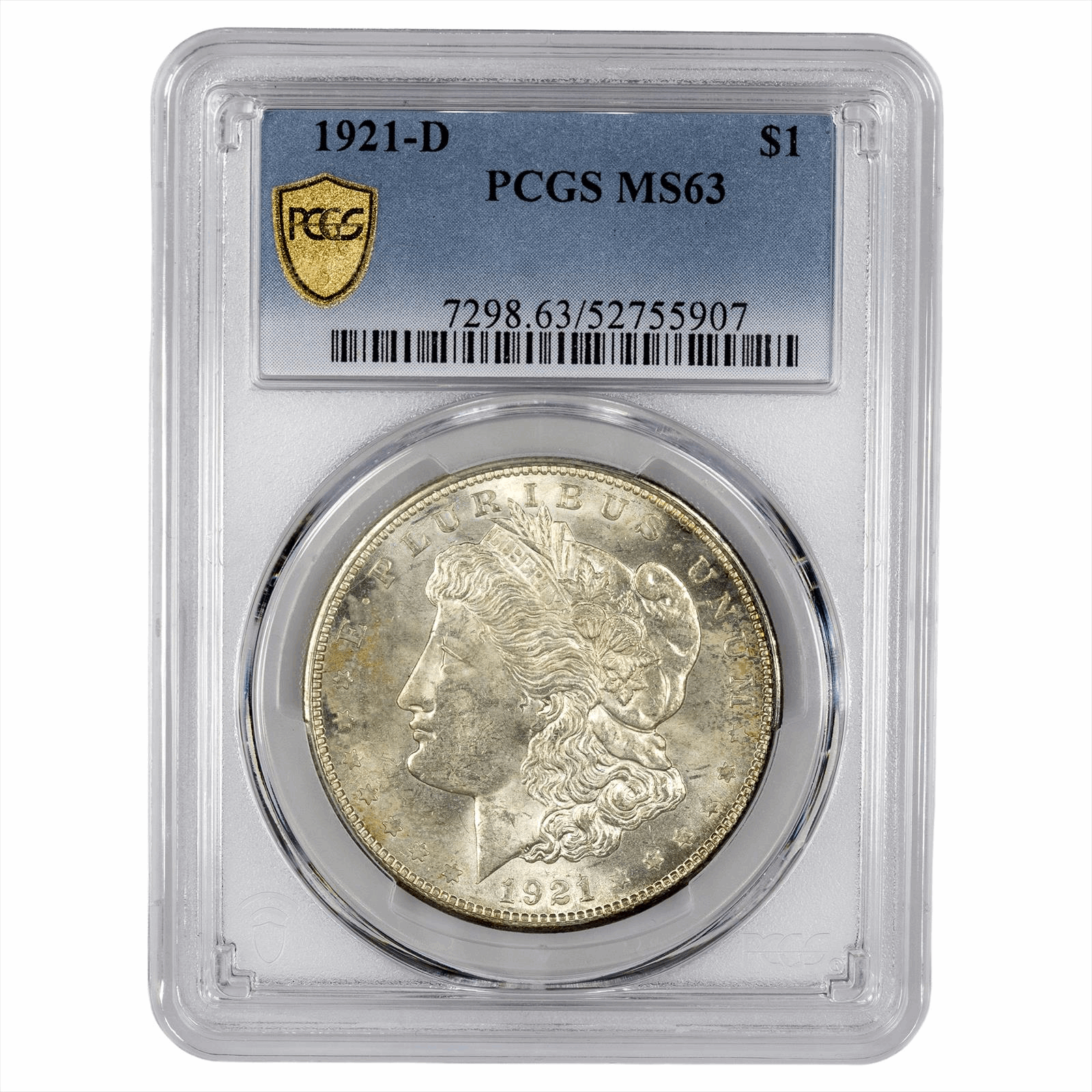 1921-D Morgan Silver Dollar $1 PCGS MS 63