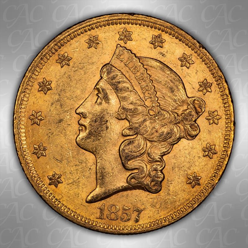 1857 $20 CACG AU 58 