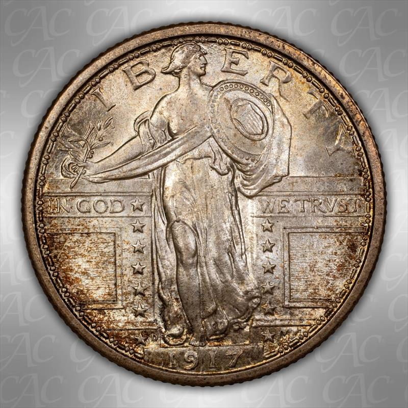 1917-D Type 1 25C CACG MS 67 FH 