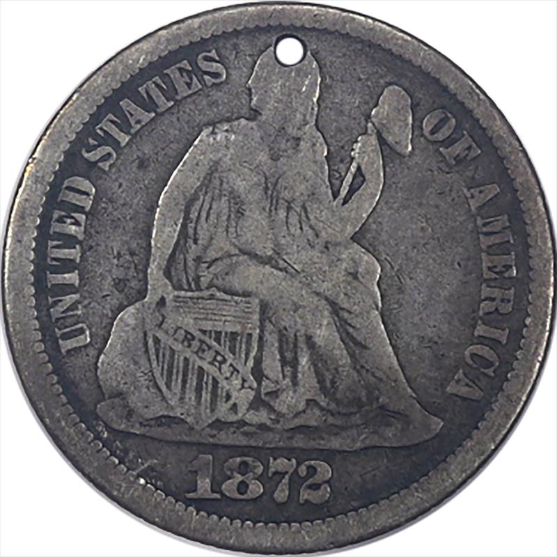 Love Token on 1872 Seated Liberty Dime 