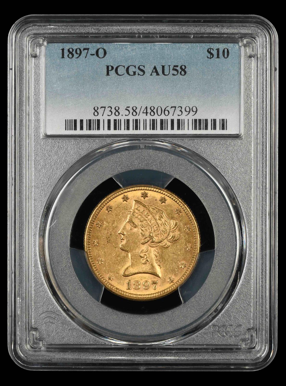 1897 O $10 Gold PCGS  AU58