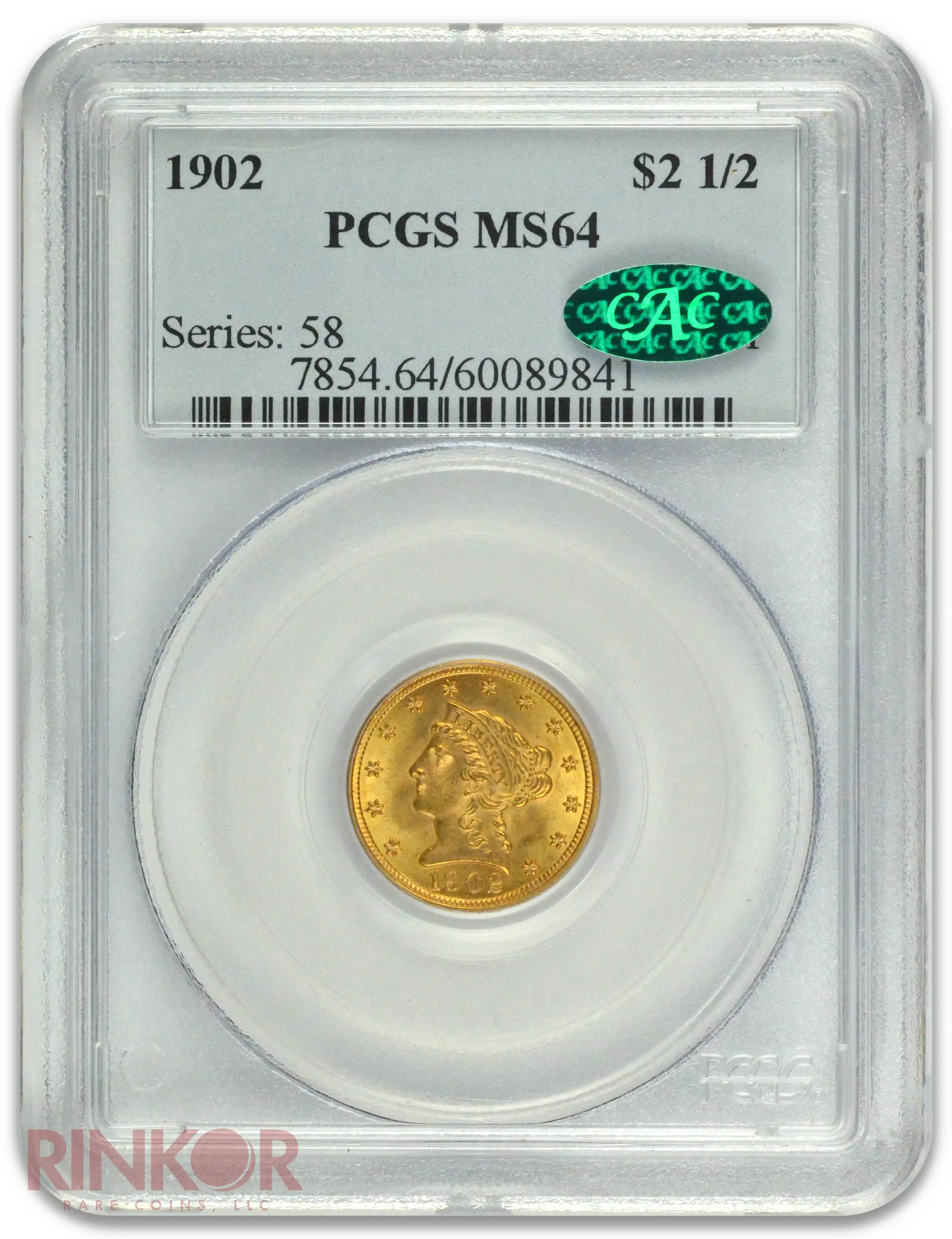 1902 $2.50 Liberty Head PCGS MS 64 CAC