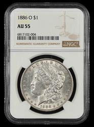 1886 O $1 NGC  AU55