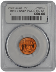 1956 Lincoln PCGS RD 66