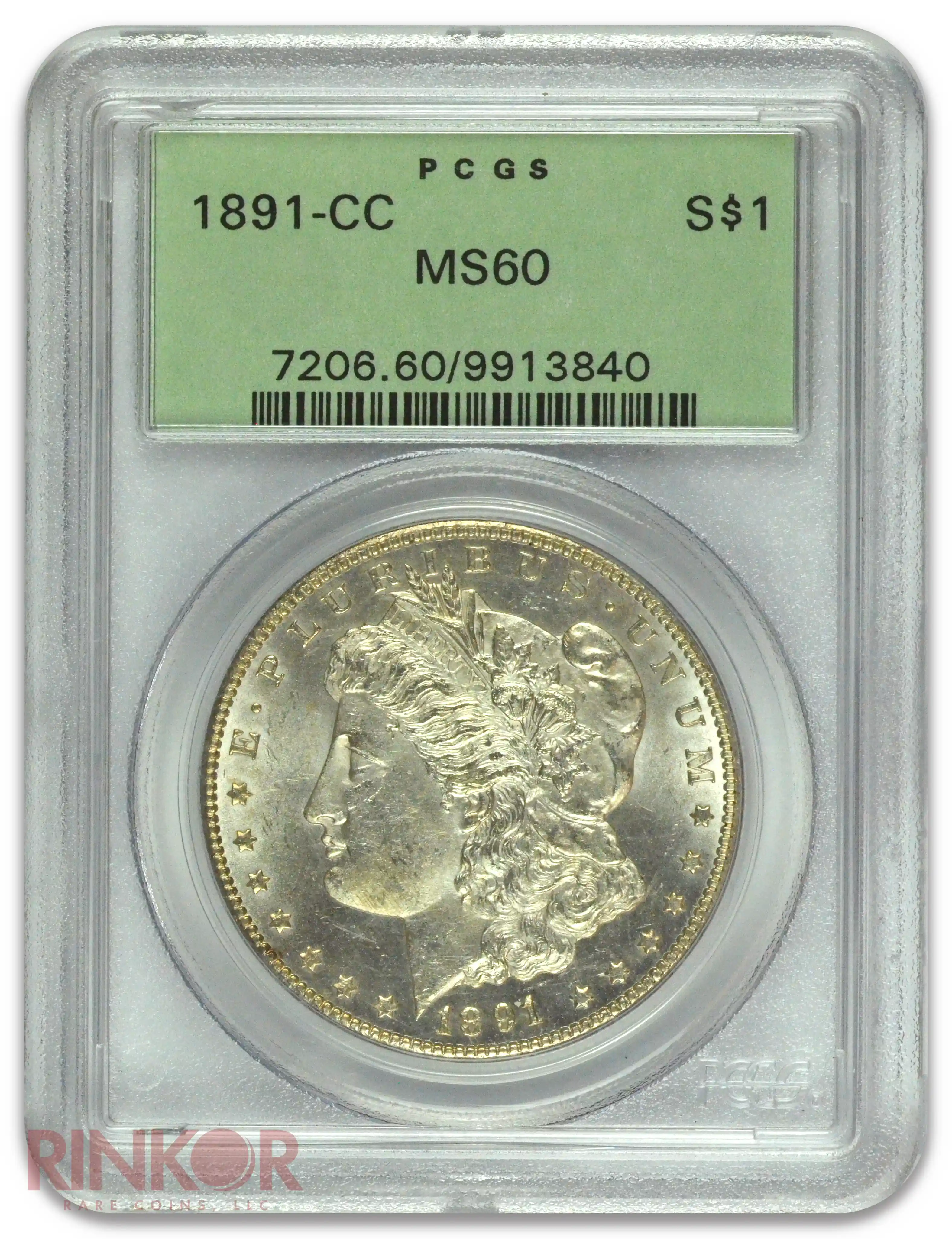 1891-CC $1 Morgan Dollar PCGS MS 60