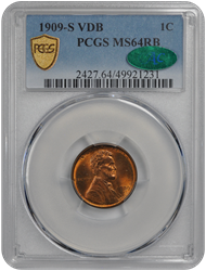 1909-S VDB Lincoln PCGS CAC RB 64