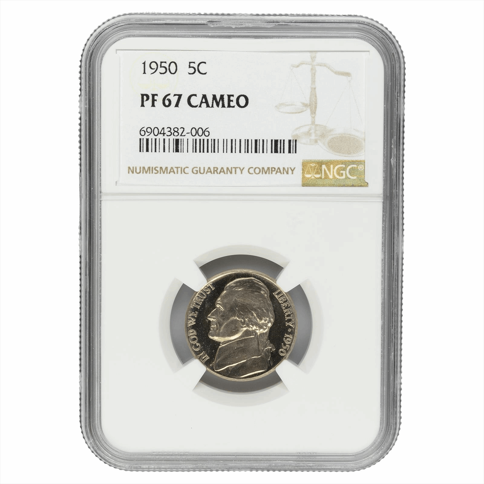 1950 Jefferson Nickel 5C NGC PF 67 CAM