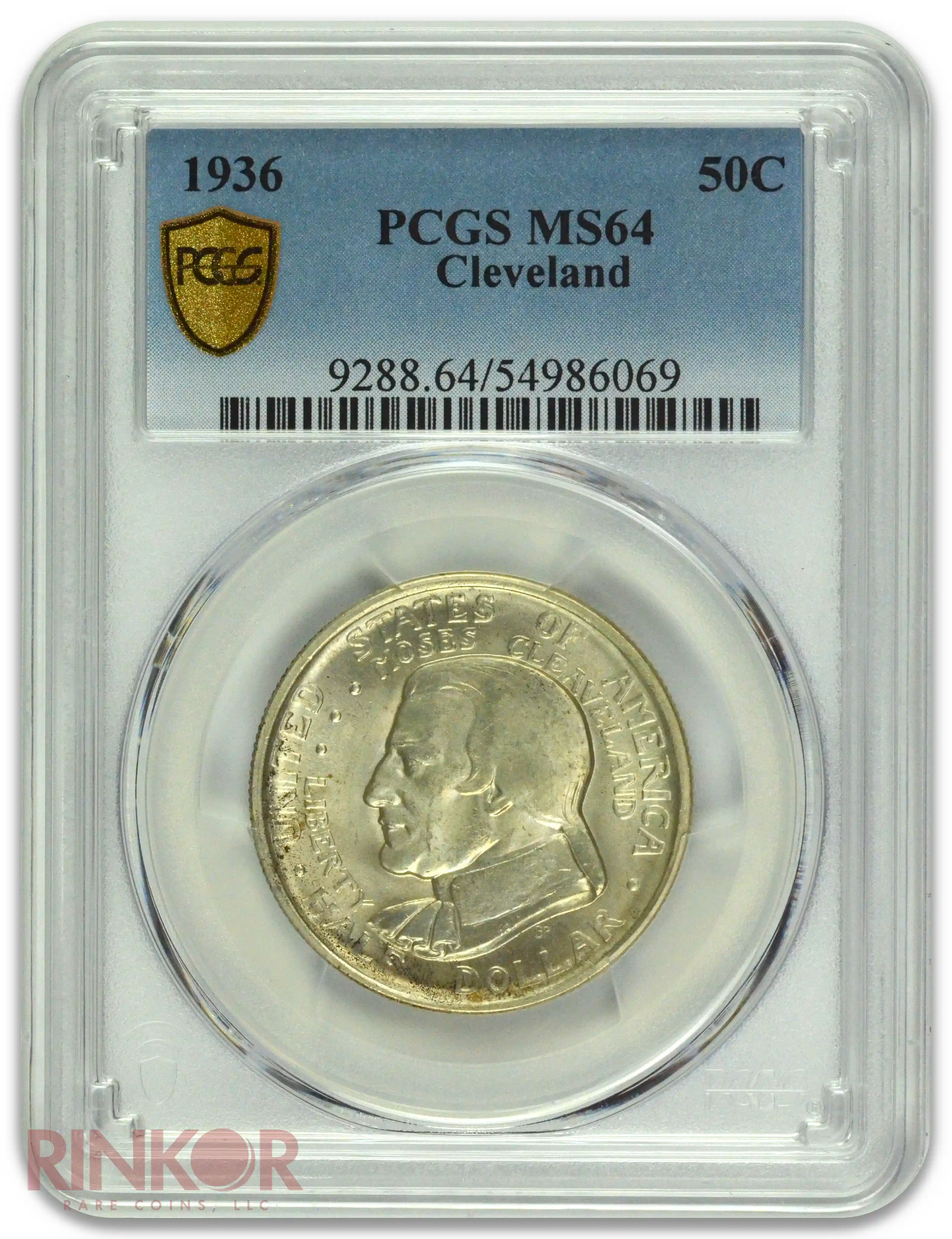 1936 50C Cleveland Commemorative Half Dollar PCGS MS 64